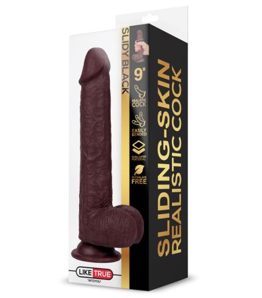 Slidy - Sliding Skin Realistic Cock 9", Brown