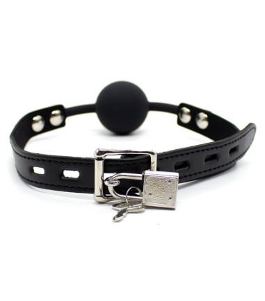 Fetish Addict - Silicone Ball Gag with Padlock, litet hänglås på spännet