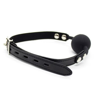 Fetish Addict - Silicone Ball Gag with Padlock, många hål på remmarna av konstläder