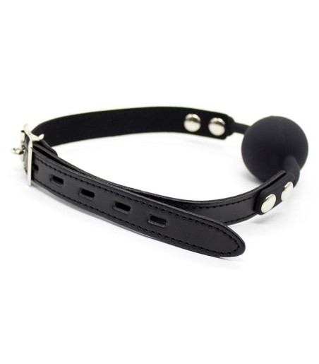 Fetish Addict - Silicone Ball Gag with Padlock, många hål på remmarna av konstläder