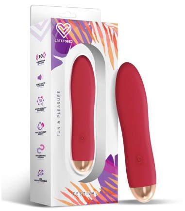 Festival - Dewal Vibrator, Red - i slät silikon