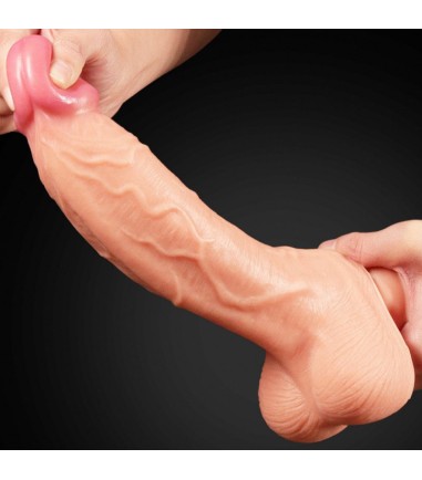 LoveToy - Dual-Layered Silicone Cock, 25 cm, kraftig dong