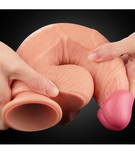 LoveToy - Dual-Layered Silicone Cock, 25 cm, väldigt flexibel dong