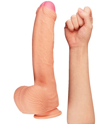 LoveToy - Dual-Layered Silicone Cock, 28cm, riktigt stor dong