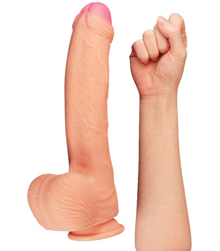 LoveToy - Dual-Layered Silicone Cock, 28cm, riktigt stor dong