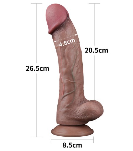 LoveToy - Dual-Layered Silicone Cock, 26.5cm - Dark, härligt kraftig