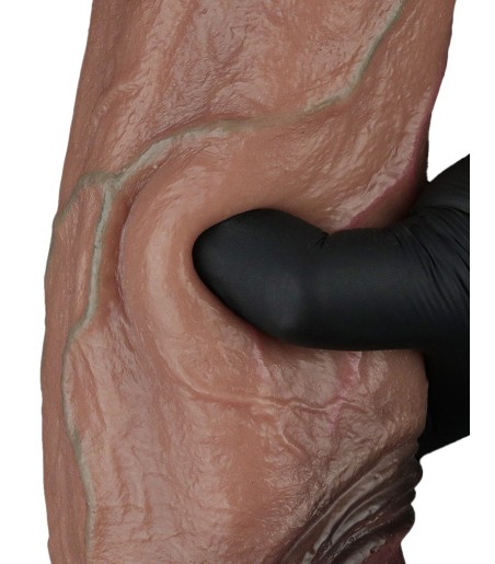 LoveToy - Dual-Layered Silicone Cock, 11" - Dark, realistisk känsla av en monsterkuk