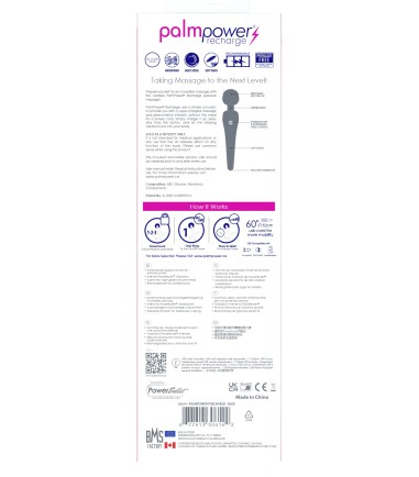 PalmPower - Recharge Wand Massager, Blue, styrs med en enda knapp