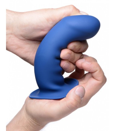 Squeeze-It - Thick Flexible Dildo, Blue, FLexipan material