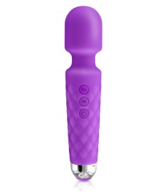 Rechargeable Silicone Love Wand, Purple, liten, med fin silikon, 20 program och 8 styrkor.