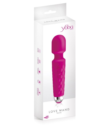 Rechargeable Silicone Love Wand, Pink, flera styrkor och program.
