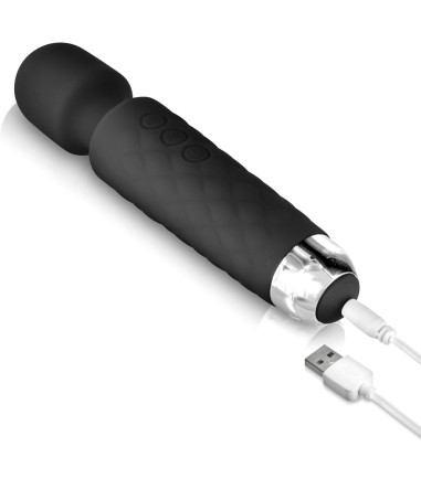 Rechargeable Silicone Love Wand, Black, liten, uppladdningsbar och med fin silikon.