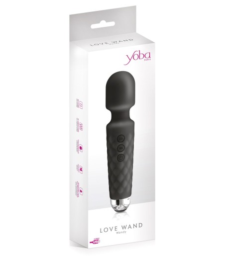 Rechargeable Silicone Love Wand, Black, en klassiker att ha i sovrummet.
