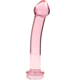 Model 11 Dildo, Pink, rosa glasdildo med slät ollon