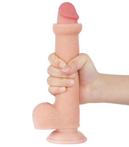 Sliding Skin Dual Layer Dong 9" with Detachable Suction Cup, mjuk och skön