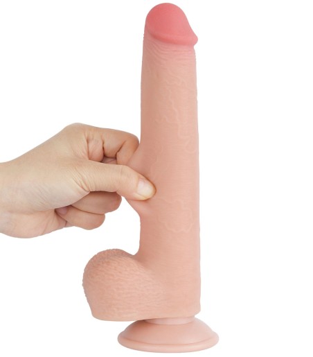 Sliding Skin Dual Layer Dong 9" with Detachable Suction Cup, med skinn utanpå som känns nästan äkta