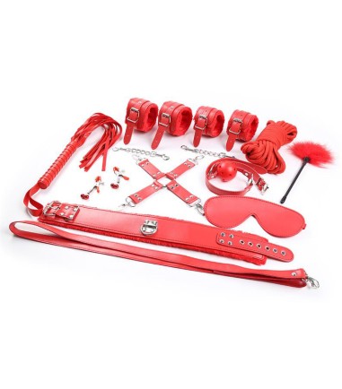 Ett set med 11 olika leksaker med bondage lekar.