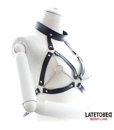 Bondage Breast Harness with Open Cups and Chains