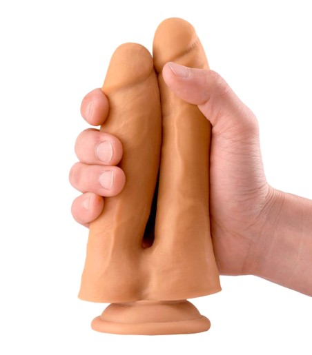 Double Realistic Dildo, mindre dubbeldong för dubbelpenetrering
