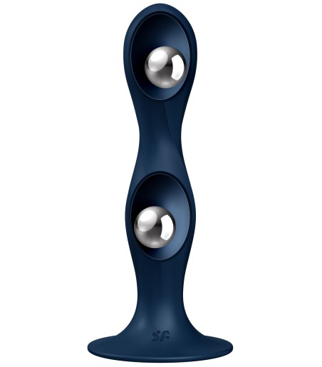 Satisfyer - Double Ball-R, Blue - en plugg med rörliga kulor