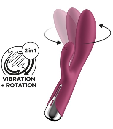Satisfyer - Spinning Rabbit 1, Red, med roterande stav i toppen