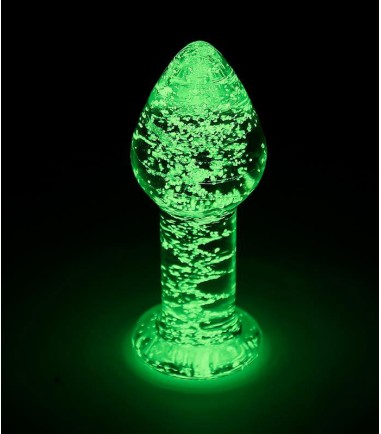 Glow in Dark - Glass Anal Plug, lagom stor analplugg i glas