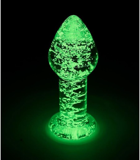 Glow in Dark - Glass Anal Plug, lagom stor analplugg i glas
