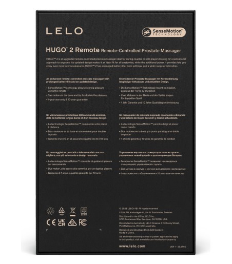 Lelo - Hugo 2 + Remote, Black, prostatastimulator med fjärrkontroll