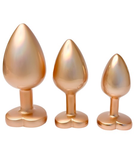 Gleaming Love Plug - Pearl Gold, Set, guldfärgat set av analpluggar i matt färg