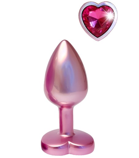 Rosafärgad, matt med rosa sten - analplugg i liten storlek, Gleaming Love Plug - Pearl Pink, Small