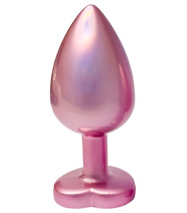 Gleaming Love Plug - Pearl Pink, Large, stor, rosa analplugg med mörkrosa plaststen