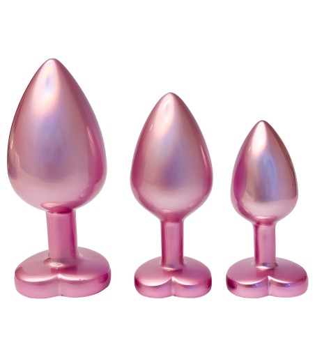 Gleaming Love Plug - Pearl Pink, Set, set av 3 pärlrosa analpluggar i olika storlekar