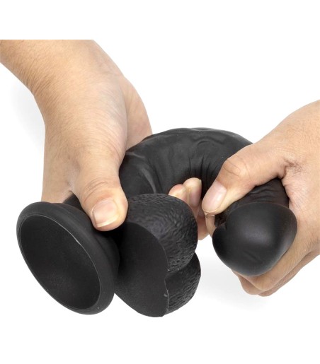Liquid Silicone Dual Layer Dildo, extremt flexibel dong i svart material