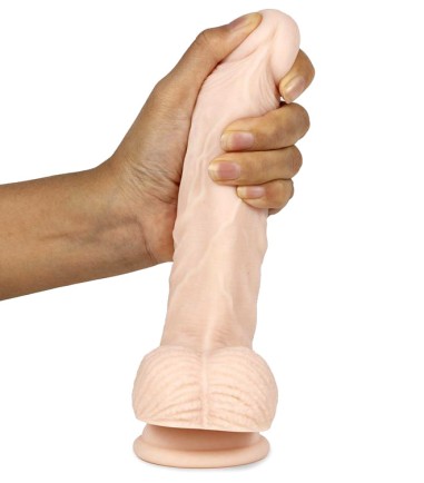 Liquid Silicone Dual Layer Dildo - 21cm, Light, mjuk på ytan, med något hårdare kärna