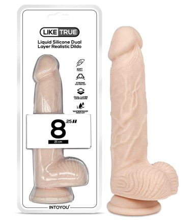 Liquid Silicone Dual Layer Dildo - 21cm, Light