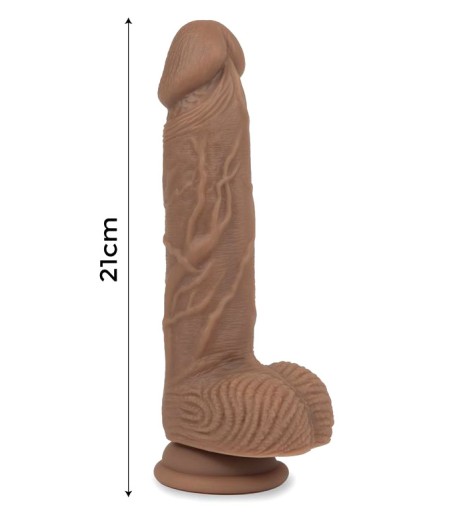 Liquid Silicone Dual Layer Dildo - 21cm, Brown