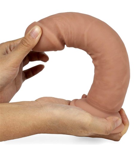 Liquid Silicone Dual Layer Dildo - 21,5cm, bra flexibilitet, rak form