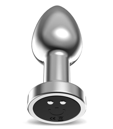 AfterDark - Dimpor Chrome Anal Plug with Vibration, Large, en knapp i botten