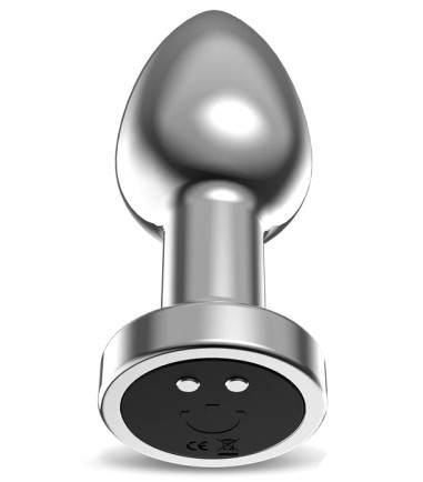 AfterDark - Dimpor Chrome Anal Plug with Vibration, Medium, men en knapp i botten