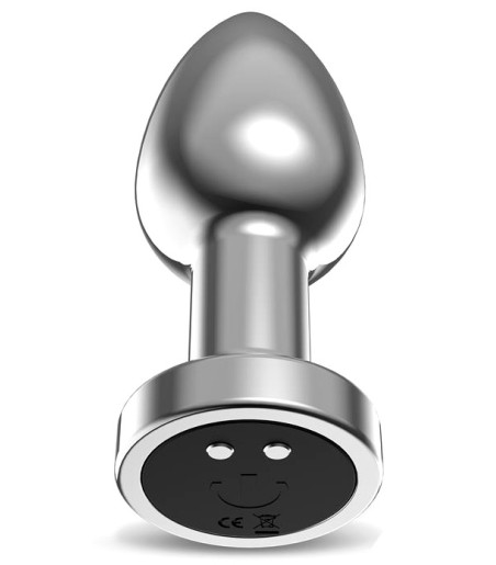 AfterDark - Dimpor Chrome Anal Plug with Vibration, Medium, men en knapp i botten