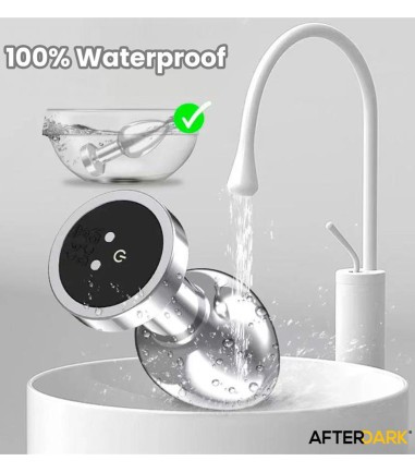 AfterDark - Dimpor Chrome Anal Plug with Vibration, Medium, vattentätt