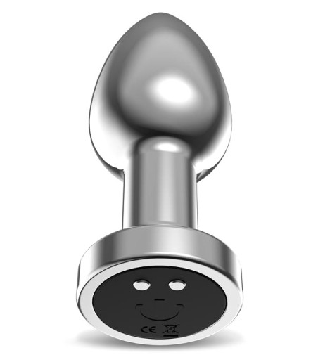 AfterDark - Dimpor Chrome Anal Plug with Vibration, Small, en knapp i botten
