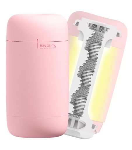 Tenga - Puffy, Strawberry Pink, skön ribbad insida