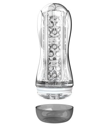 Hero - Big Clear Blast Vacuum Stroker, stor lösmus, lång med klart skal och lock.