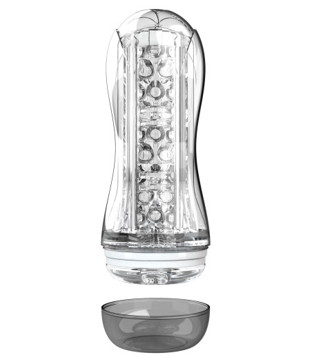 Hero - Big Clear Blast Vacuum Stroker, stor lösmus, lång med klart skal och lock.