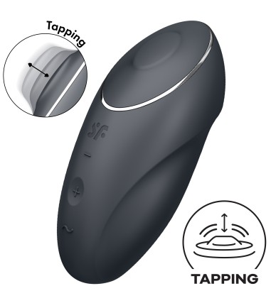 Satisfyer - Tap & Climax, Grey, smeker genom vibration och klackande