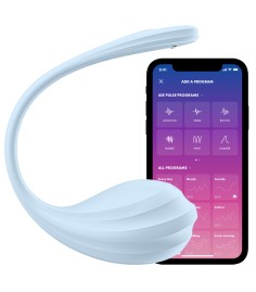 Satisfyer - Smooth Petal Wearable Egg Vibrator, Blue, skönt vibrerande ägg som kan bäras ute och styras med app