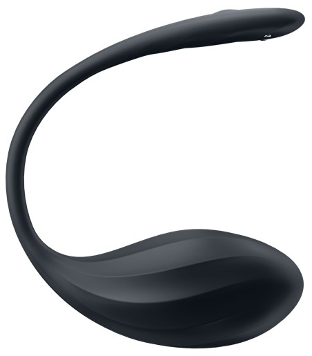 Satisfyer - Ribbed Petal Wearable Egg Vibrator with Remote, Black, skön, ribbad yta och form som sitter bra