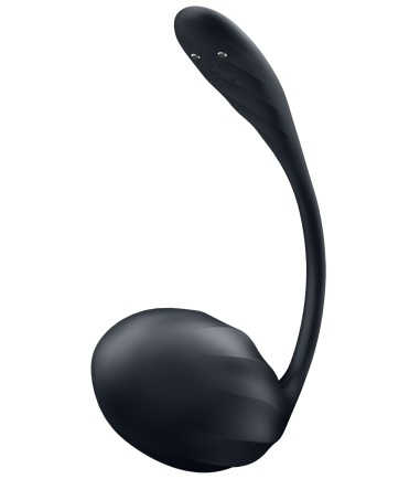 Satisfyer - Ribbed Petal Wearable Egg Vibrator with Remote, Black, en knapp att styra 12 program