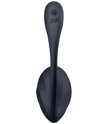 Satisfyer - Ribbed Petal Wearable Egg Vibrator with Remote, Black, app som  låter din partner att styra den över internet